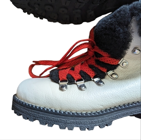 J. Crew white and black Nordic boots with red laces sz 6 - Picture 6 of 8